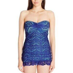 Women’s Crochet Lace Bandeau Dresskini Blue Size 12